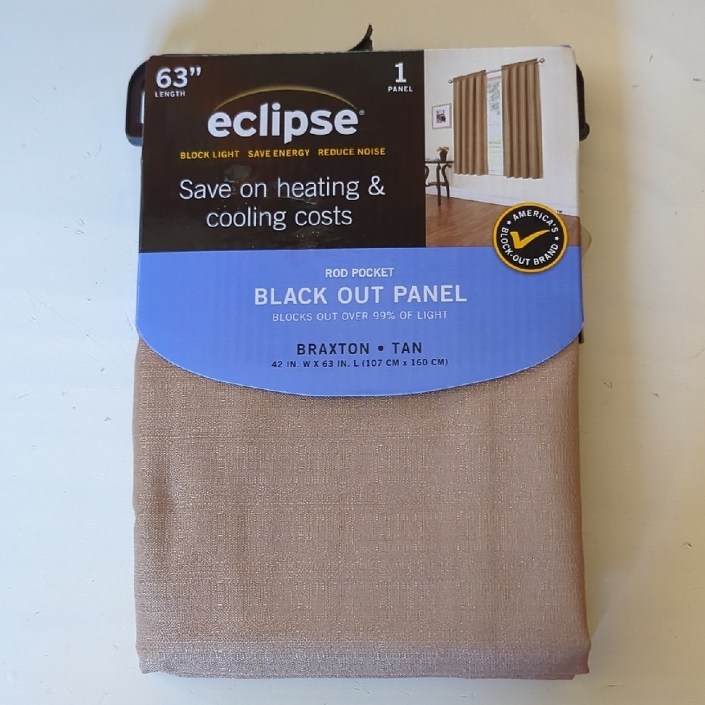 New Eclipse Tan Blackout Curtain One Panel 63"